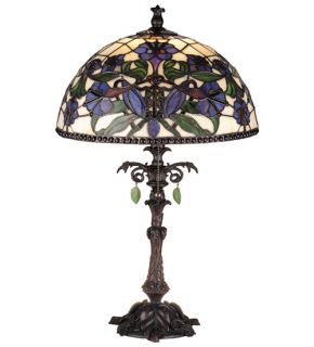 Meyda Tiffany Style 23 H Nouveau Lily Plum Blue Stained Glass Accent