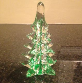 Vintage Glass Crystal Christmas Tree Clear Green Enesco