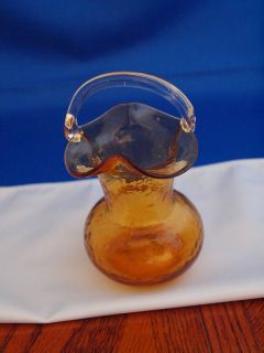 Miniature Amber Glass Basket
