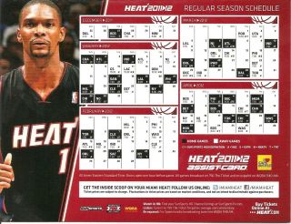 Miami Heat 2012 Schedule Magnet Featuring Chris Bosh