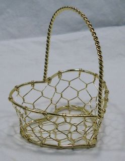 Small 4 inch Metal Goldtone Mesh Gift Basket Valentines Day Engagement