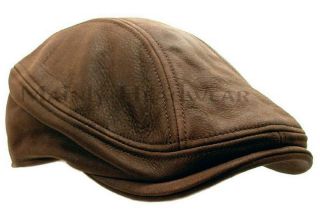 Stetson Leather Ivy Cap Mens Gatsby Newsboy Hat Golf Brown Driving