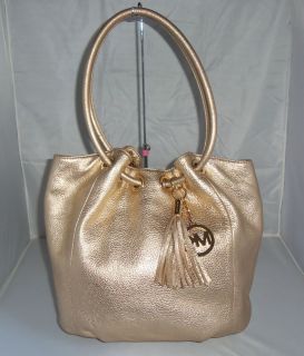 Michael Kors Gold Leather Ring Tote Bag Handbag Shoulder Bag Purse