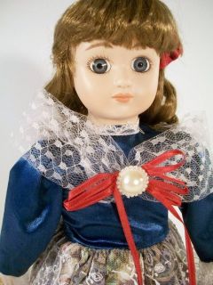 Exclusive Porcelain Doll Michelle 16 Big Eyes w Stand