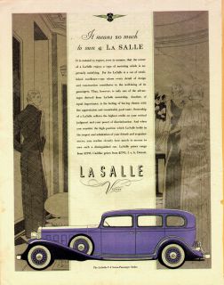 1932 Cadillac LaSalle V8 7 Passenger Sedan Violet Ad Print