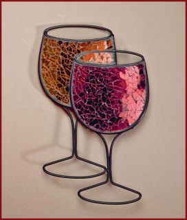 Wine Wall Metal Art Decor Crackle Wine Red Brown Glass Unique Home Bar