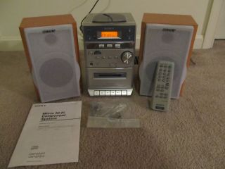 Sony Micro Hi Fi Stereo System w CD Player Tape Deck Am FM Aux Remote