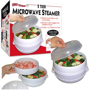 Handy Gourmet 2 Tier Microwave Steamer Food Cooker