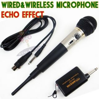 Microphone Wireless Wired 2in1 Handheld Cordless Mic With Echo Reverb