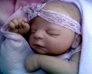 Sheila Michaels OOAK Reborn Newborn Doll Baby Girl Riley Painted Hair