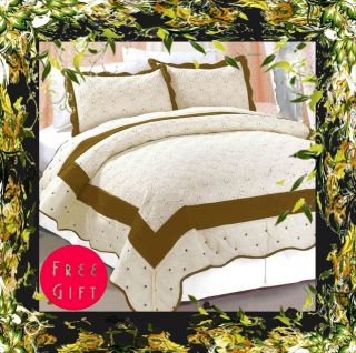 2pcs Milano Quilt Bedspread Coffee Twin w Free Gift