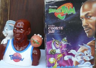 Space Jam Michael Jordan Bugs Bunny Cookie Jar 1996 Box Warner Bros