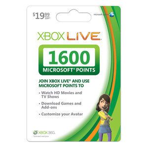 XBOX 360 Live MICROSOFT Points NEW UNSCRATCHED 1600 Card FREE FAST