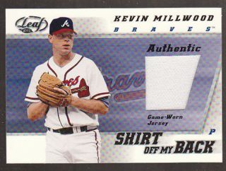 2002 Leaf Kevin Millwood Shirt Off My Back Game Used Jersey Card
