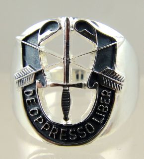 US Army Sterling Ring Jewelry Special Forces Mens de Oppresso Liber