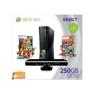 Microsoft Xbox 360 Slim Kinect 250 GB 2 Games Live Gold Holiday Bundle