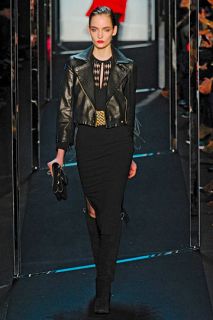 NWT Diane von Furstenberg Mikhaila Black Leather Fringe Jacket Size 8