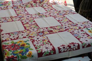 Vintage Cotton Tablecloth Fabulous Daisies 523x62
