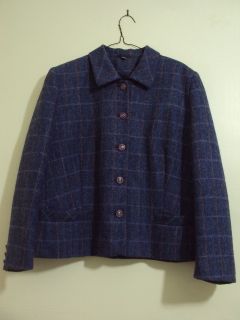 Honor Millburn UK20 Blue Check 100 Pure New Wool Short Jacket
