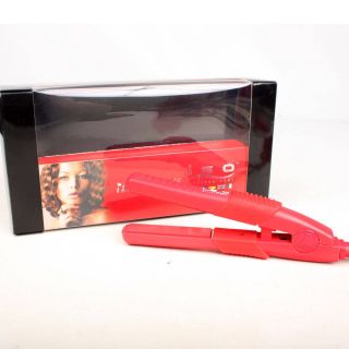 Red Mini Silk ISO Travel Non Slip Grip Professional Hair Straightener