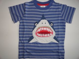 Mini Boden 2 3 2T 3T Shark Applique T Shirt Top New Blue
