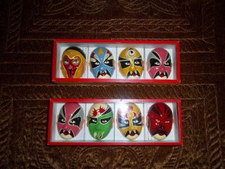 Opera Chinese 8 Mini Masks Make Up Boxed Set 2 Colorful Excellent Cond