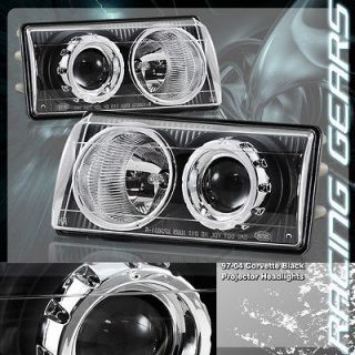 97 04 Chevrolet Corvette C5 Euro Black Housing Clear Lens Projector