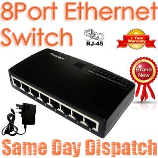 High Speed 8 Port Network Ethernet LAN RJ45 Cable Hub PC Switch