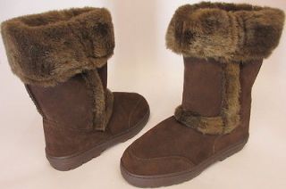 Co. Womens Sz 8 M Comfort Boots Fur Stitching Detail Dark Brown NEW