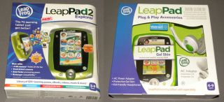 LeapPad 2 Explorer Green Boys Bundle w Gel Skin, AC Adapter Headphones