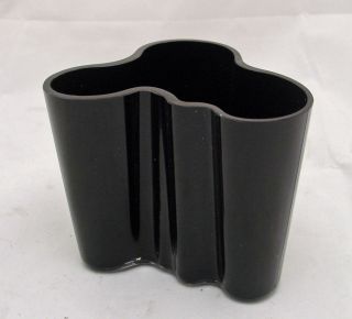 Opaque Black Glass Alvar Aalto Vase 3.75 iittala from Finland