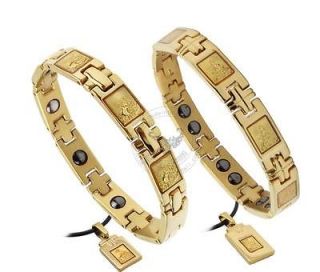 Set His & Hers Stainless Steel Magnetic Healthy Bracelet and Pendant