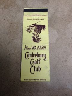 Vintage Matchbook Canterbury Golf Club Cleveland Ohio