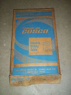 Vintage Cosco Avocado / Chrome Electric Rolling Utility Table In Box