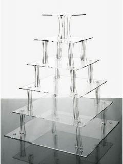 Tier Clear Square Shaped Acrylic Cup Cake Stand