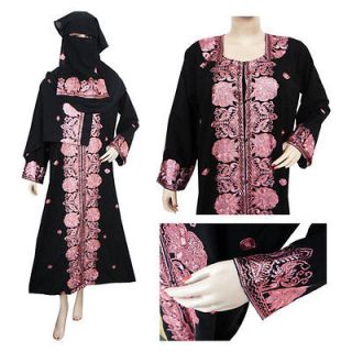 Long Muslim Abaya Dress Sequin Work Women Clothing Hijab Niquab Sz L