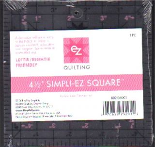 EZ Quilting 4 1/2 Simpli EZ Square Ruler Leftie/Rightie Friendly NEW