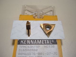 KENNAMETAL TPMC 43 NT5P KC730 # 5 PITCH GOLD ACME THREADING INSERTS