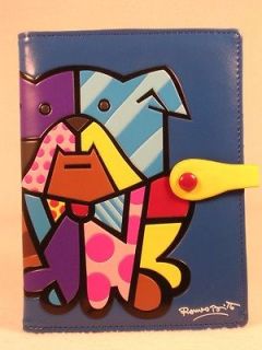 Artist Romero Britto Bright Blue Bull Dog PASSPORT Holder #331252 NWT