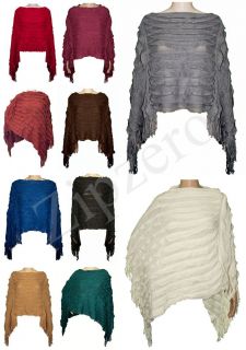 New women knitted poncho cape ladies warmer wrap jumper shrug top one