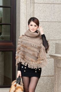 New Knitted Rabbit fur Cape poncho coat Jacket Vest Gilet Nice with