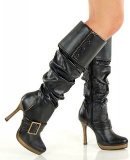 Sexy Colonial Steampunk Pirate Costume Buckle Boots