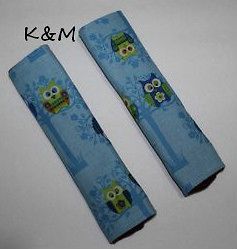 Handmade Booster/Adult Car seat belt covers   A Pair Of Owls
