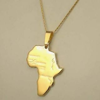 18K GOLD PLATED AFRICA MAP PENDANT SOLID FILL GP 18 NECKLACE md4030ds
