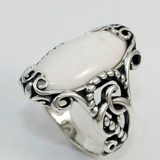 Pollack/Relios Sterling Silver/925 Large White Agate Ring Size 10