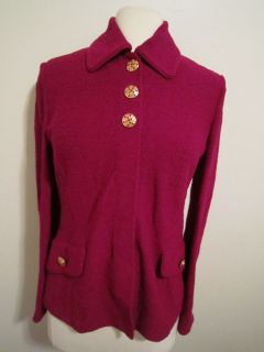 St. John Collection Marie Gray Fuschia Pink Santana Knit Blazer Jacket