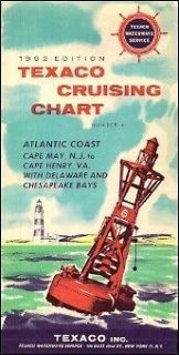 1962 TEXACO CRUISING CHART Atlantic Coast Cape May Chesapeake Bay