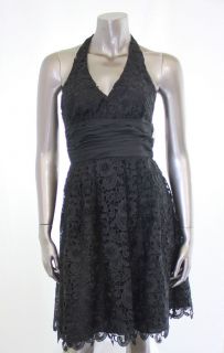 Aidan Mattox NEW Black Womens Dress Size 2 Formal Gown Halter Lace