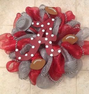 Alabama Crimson Tide Deco Mesh Football Wreath
