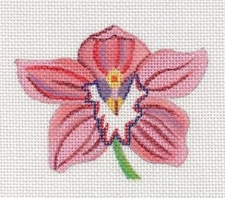 Julie Mar Tropical Pink Vanda Orchid handpainted Needlepoint Canvas
